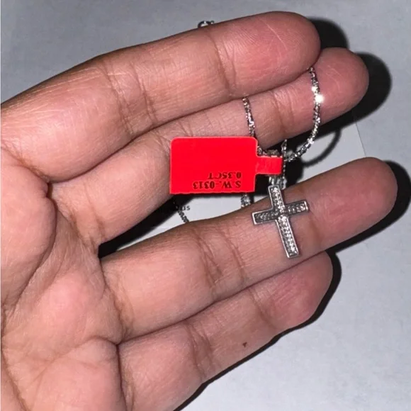 Real Diamond Cross Pendant, Faith Gift for her, Affordable Christmas present, - Picture 5 of 6